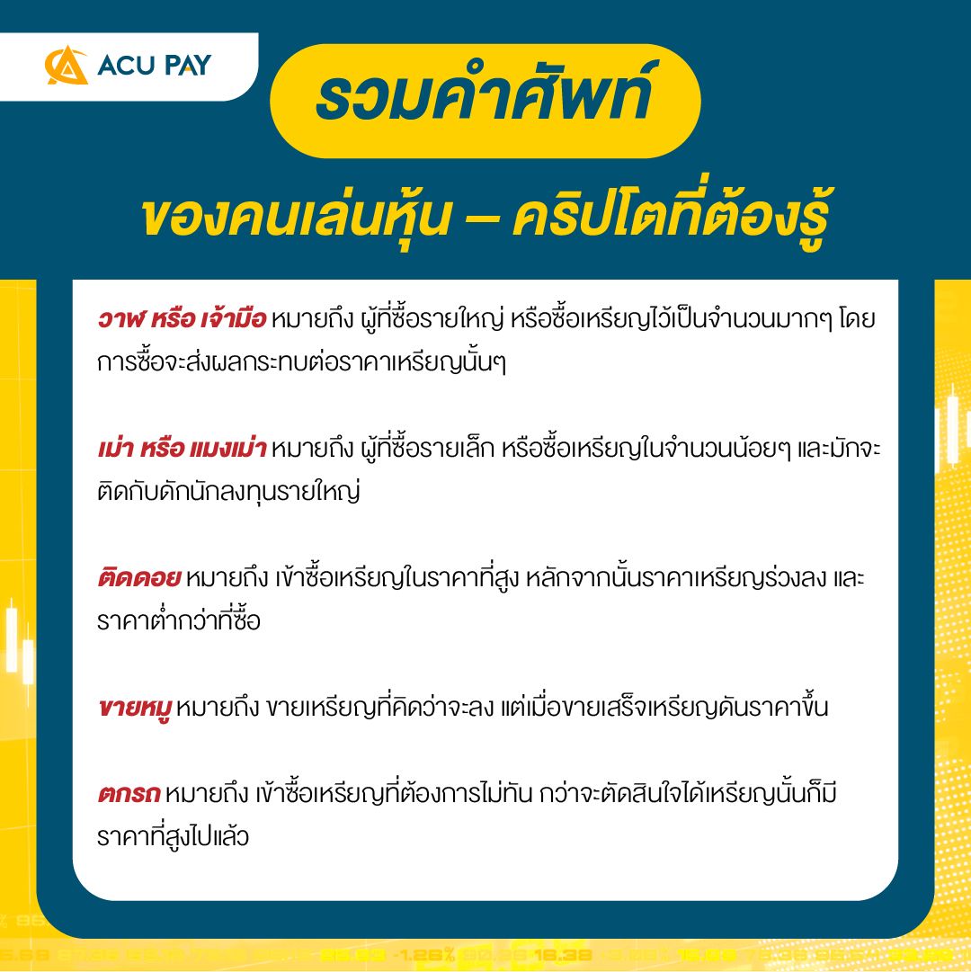 Acu Pay Thailand รวมคำศัพท์คนเล่นหุ้น – คริปโต
