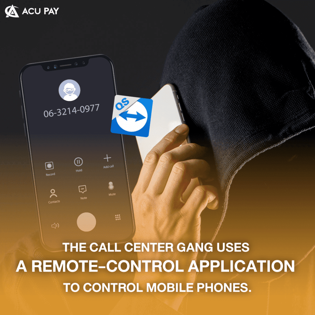 The call center gang uses a remote-control application to control mobile phones