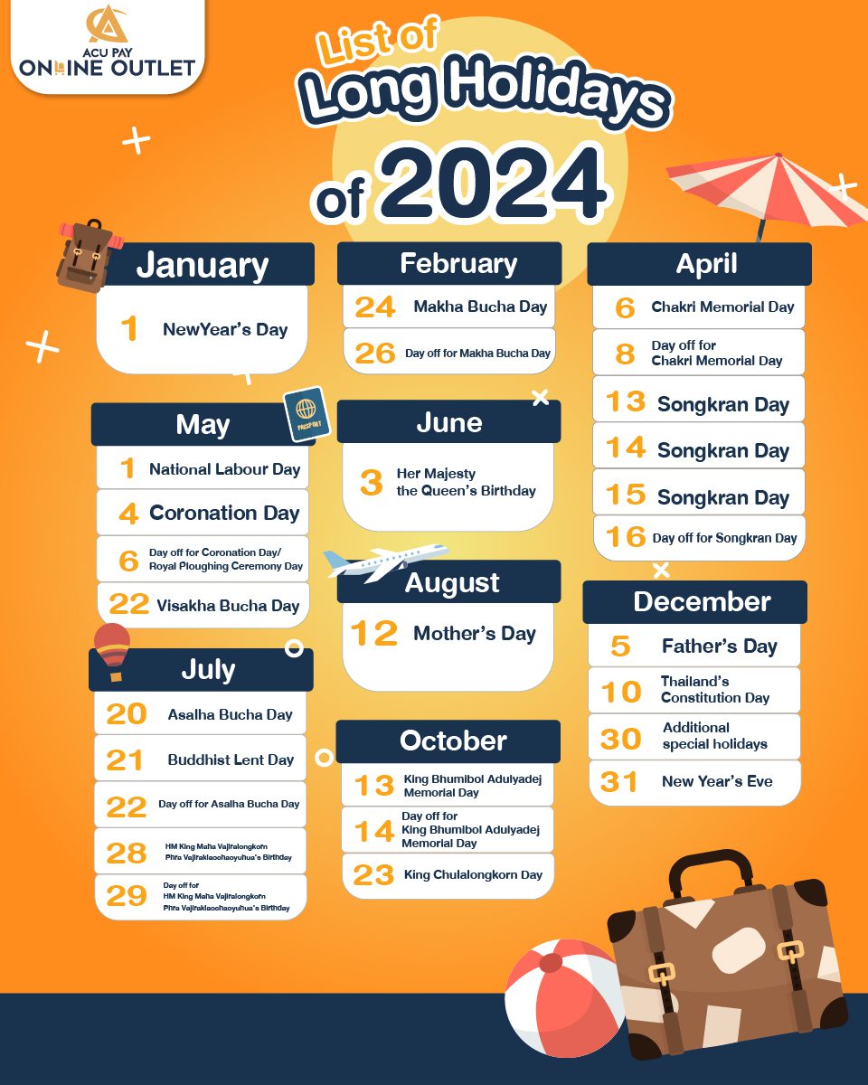 List of Long Holidays of 2024 - ACU Pay